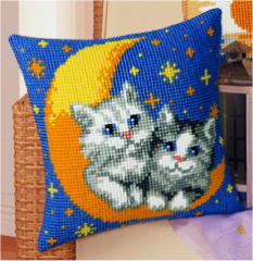 Moon & Cats, Cushion Front Tapestry Kit